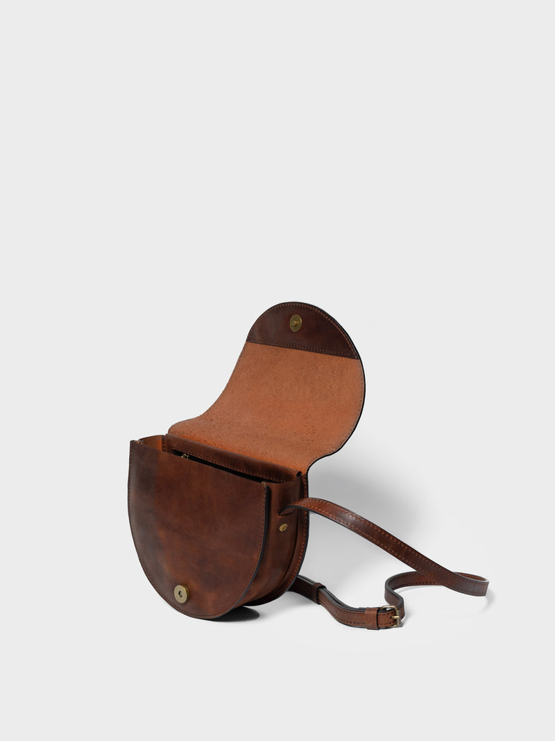Designer Leather Shoulder Bag Dark Brown Toscanella | Pierotucci